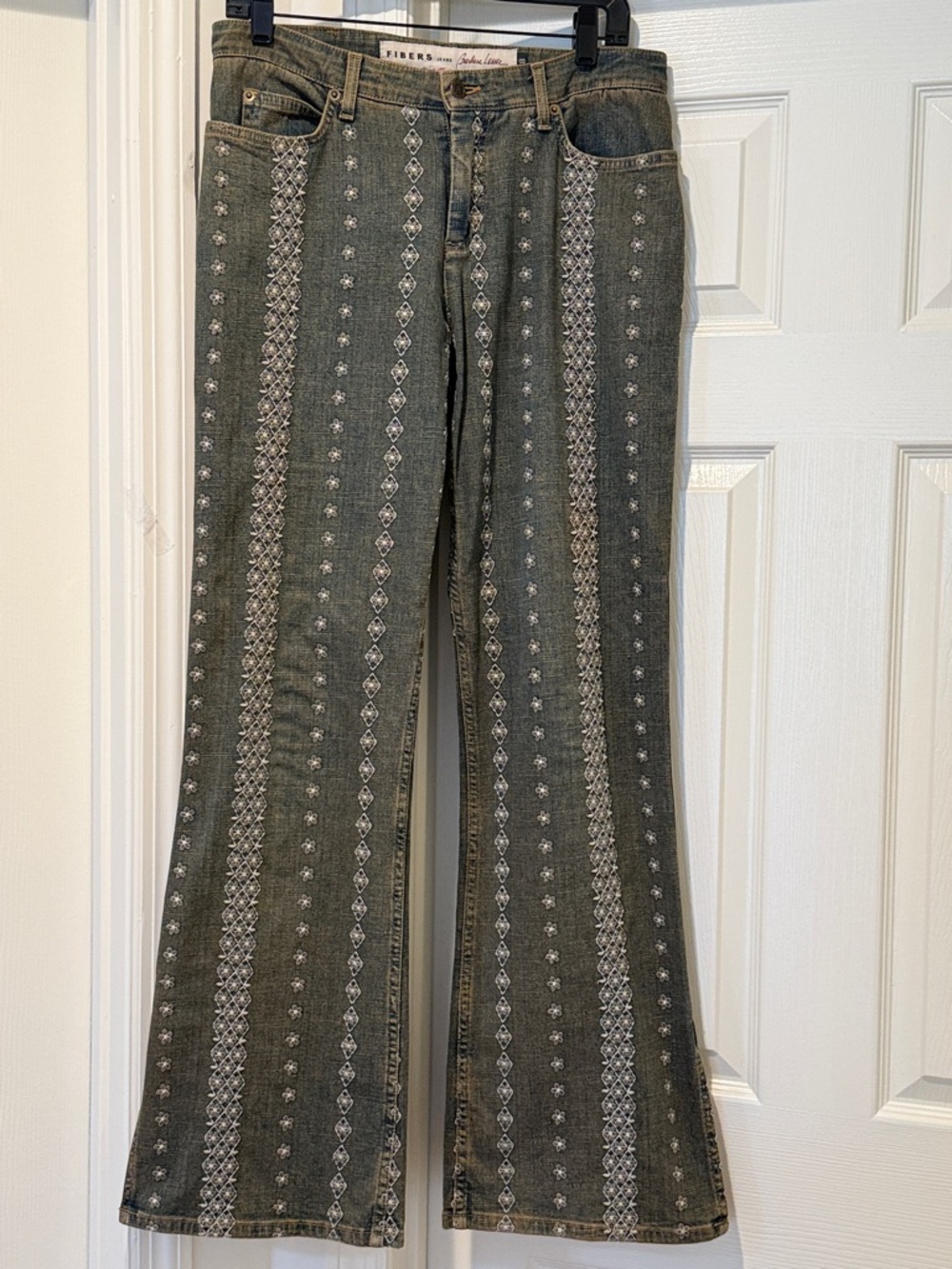 Fibers Vintage Embroidered Split Flare Jeans
